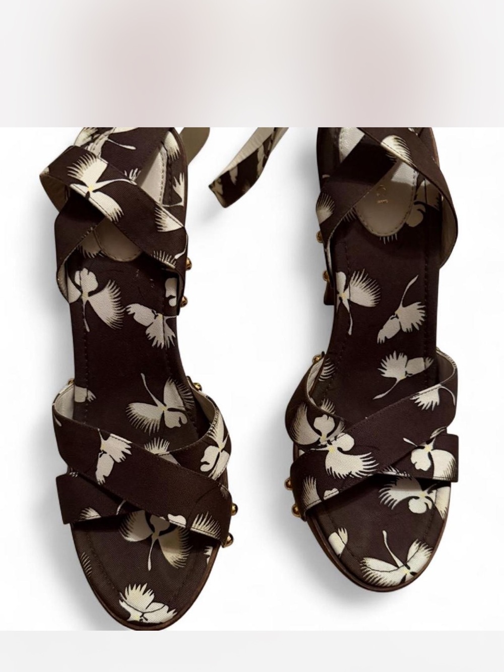 🔥 GUCCI Archival Floral Wood Platform Sandals - Like New! 8